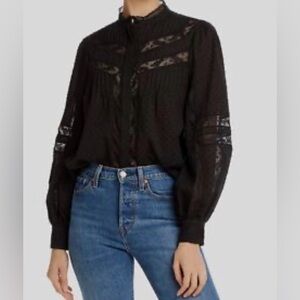 Joie Black Lace Detail Blouse